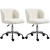 HOMCOM Lot de 2 chaises de bureau sans accoudoir en toison d'agneau ha...