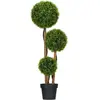 HOMCOM Buis artificiel topiaire artificielle 3 boules H. 110 cm pot inclus