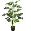 Outsunny Arbre artificiel plante artificielle Monstera H. 100 cm tronc branches lichen feuilles de tortue grand réalisme pot inclus