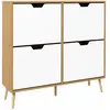 HOMCOM Meuble à chaussures design scandinave 4 portes abattantes 4 étagères réglables bois pin panneaux bois clair blanc