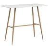 HOMCOM Table de bar rectangulaire scandinave acier aspect bois plateau blanc