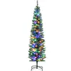 HOMCOM Sapin de Noël artificiel lumineux 150 LED multicolores Ø 50 x 180H cm 390 branches forme cyprès vert TU