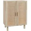 HOMCOM Buffet 2 portes 2 étagères style bohème chic cannage rotin bois clair