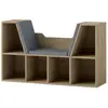 HOMCOM Bibliothèque banc 2 en 1 - 6 casiers aspect bois clair coussins inclus