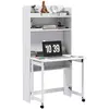 HOMCOM Bureau mural pliable table murale rabattable suspendue sur pied...