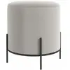 HOMCOM Tabouret rond style contemporain châssis piètement acier noir assise aspect velours gris clair