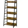 HOMCOM Étagère bibliothèque style industriel incliné 5 niv. bois vieilli noir