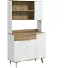 HOMCOM Buffet haut design scandinave - multi-rangement - blanc aspect bois