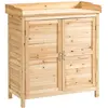 Outsunny Armoire de jardin sur pied avec plateau - double porte, étagère - bois de sapin pré-huilé