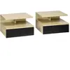 HOMCOM Lot de 2 tables de chevet murale tiroir niche aspect chêne clair noir