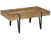HOMCOM Table basse style industriel métal noir aspect ancien bastaing bois