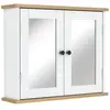 HOMCOM Armoire miroir murale salle de bain 2 portes étagère blanc aspect bois