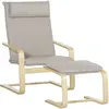 HOMCOM Fauteuil relax avec repose-pieds et coussin appui-tête - bois e...