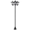 Outsunny Lampadaire de jardin solaire LED 3 têtes acier inox. plastique noir