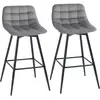 HOMCOM Lot de 2 tabourets chaises de bar design en velours capitonné e...