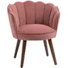 HOMCOM Fauteuil design coquillage pieds bois hévéa velours rose poudré...
