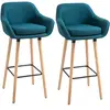 Tabourets de Bar Design scandinave - HOMCOM - Lot de 2 - Bleu - Bois d...