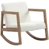HOMCOM Fauteuil lounge à bascule bois hévéa effet peau de mouton polyester