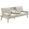 Canapé convertible 3 places HOMCOM - Inclinaison dossier réglable - Bo...