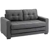 HOMCOM Canapé convertible 2 places design contemporain capitonné tissu gris