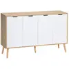 HOMCOM Buffet design scandinave 4 portes motif chevrons 2 étagères blanc bois