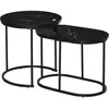 HOMCOM Lot de 2 tables basses gigognes contemporaine acier aspect marbre noir