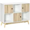 HOMCOM Bibliothèque style scandinave 3 niches portes blanc aspect chêne clair
