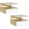 HOMCOM Lot de 2 tables chevet murale tiroir niche plateau chêne clair blanc