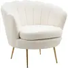 HOMCOM Fauteuil coquillage pieds dorés effilés effet laine bouclée blanc