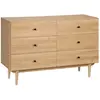 HOMCOM Commode vintage 6 tiroirs piètement bois de pin aspect bois de teck