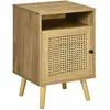 HOMCOM Chevet style bohème - placard, niche - aspect bois manguier rotin