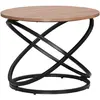 HOMCOM Table basse ronde design néo-rétro acier anneaux noir effet bois clair