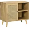 HOMCOM Buffet style bohème porte étagère 2 niches aspect bois manguier rotin