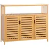 HOMCOM Buffet rangement bois bambou lattes style naturel 3 portes 4 étagères
