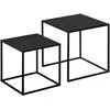 HOMCOM Lot de 2 tables basses gigognes carrées design encastrable acier noir