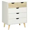 HOMCOM Commode design scandinave 5 tiroirs blanc aspect bois clair