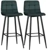 HOMCOM Lot de 2 tabourets de bar design Chesterfield velours vert sapin