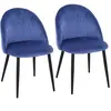 HOMCOM Lot de 2 chaises velours bleu pieds métal noir dim. 52l x 54l x 79h cm