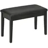 HOMCOM Banquette tabouret siège pour piano avec coffre de rangement pied bois hévéa revêtement synthétique noir 75x35x49cm Noir