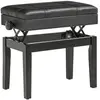 HOMCOM Banquette tabouret siège pour piano coffre intégré hauteur réglable bois hévéa assise revêtement synthétique noir 63x35x56cm Noir