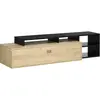 HOMCOM Meuble TV réversible design contemporain aspect chêne clair noir
