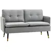 HOMCOM Canapé 2 places style art-déco effet capitonné tissu gris