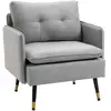 HOMCOM Fauteuil style art-déco effet capitonné métal noir doré tissu gris