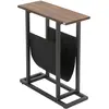 HOMCOM Guéridon - porte-revue tissu noir - métal noir aspect bois