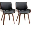 HOMCOM Lot de 2 chaises design vintage bois peuplier aspect noyer tissu noir