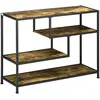 HOMCOM Console design industriel 4 étagères acier noir aspect bois vieilli