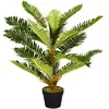 Outsunny Palmier artificiel H.0,85 m arbre artificiel tronc branches lichen feuilles grand réalisme pot inclus 72x72x85cm Vert