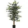 HOMCOM Plante artificiel ficus bania 75x75x130cm Vert