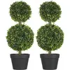 HOMCOM Lot de 2 buis artificiels topiaires - pot inclus - H.60 cm - PE vert