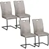 Chaises de salon design cantilever HOMCOM - Lot de 4 - Piètement luge ...